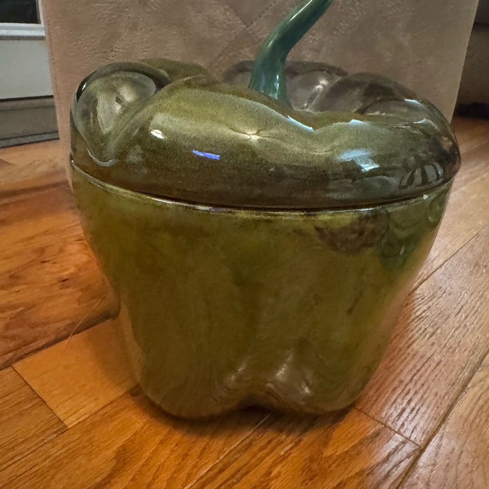 Holiday Designs HA047 Green Pepper Ceramic Cookie Jar